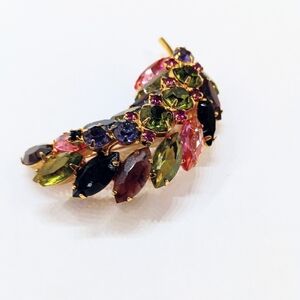 Vintage Domed Colorful Rhinestone Brooch